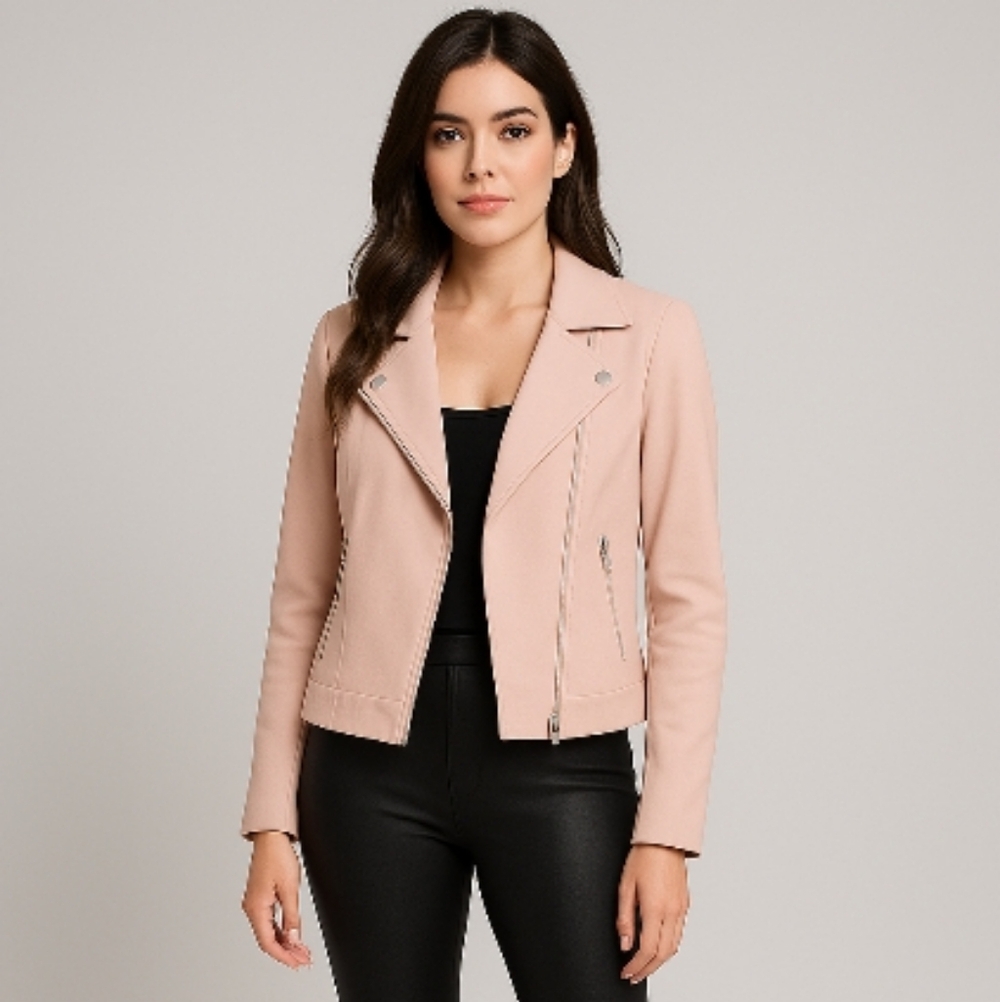 Kenneth Cole Pinkish-Nude Moto Jacket Size S - Picture 8 of 9